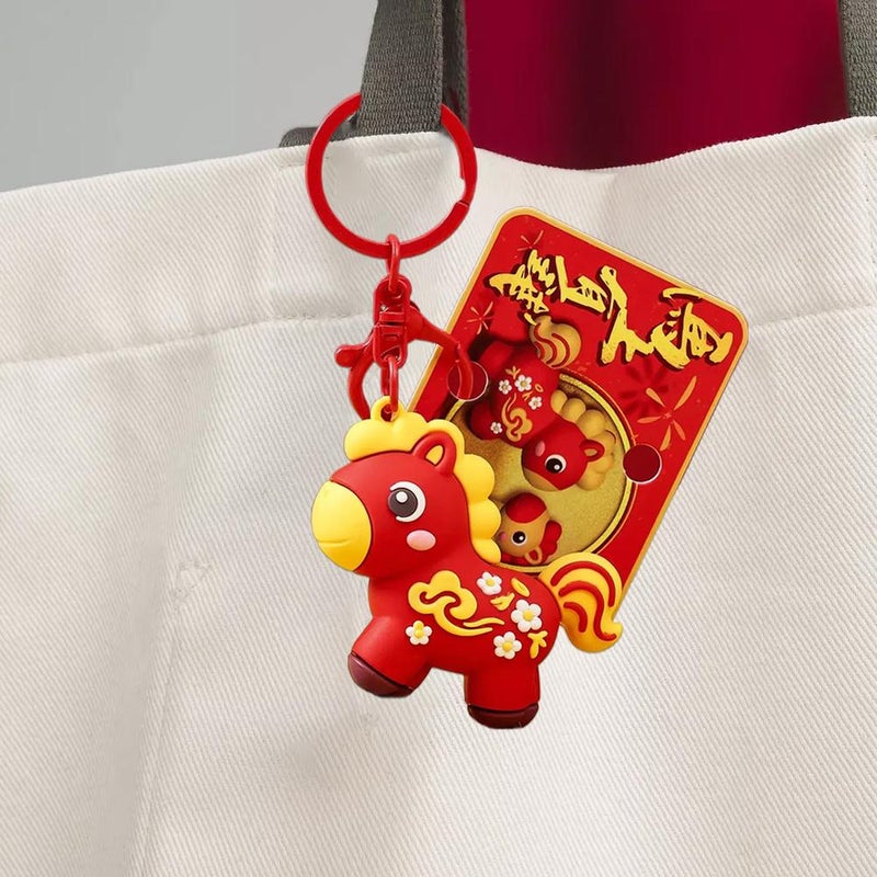 Cartoon Horse Keychains for Chinese New Year - Horse Year Keychain for Women Men, Cute Charm for Purse, Backpack or Car (Red) - Image 5
